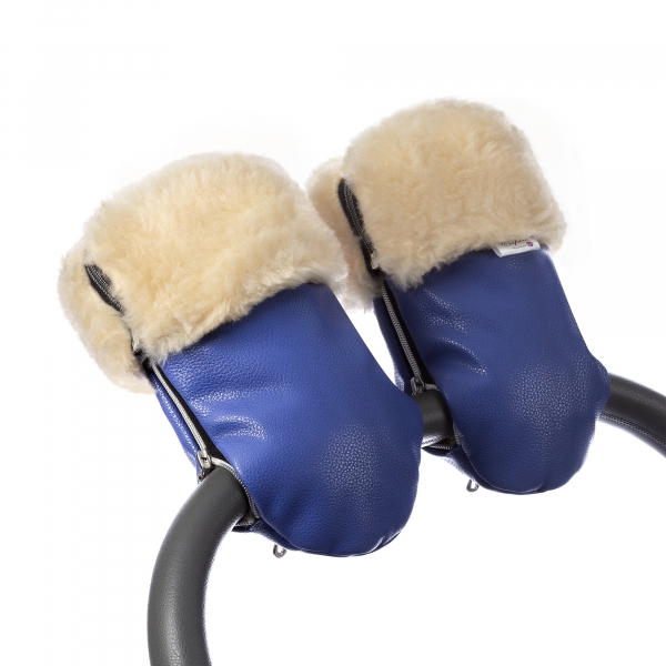 Муфта-рукавички для коляски Esspero Double Leatherette (Натуральная шерсть) Sky