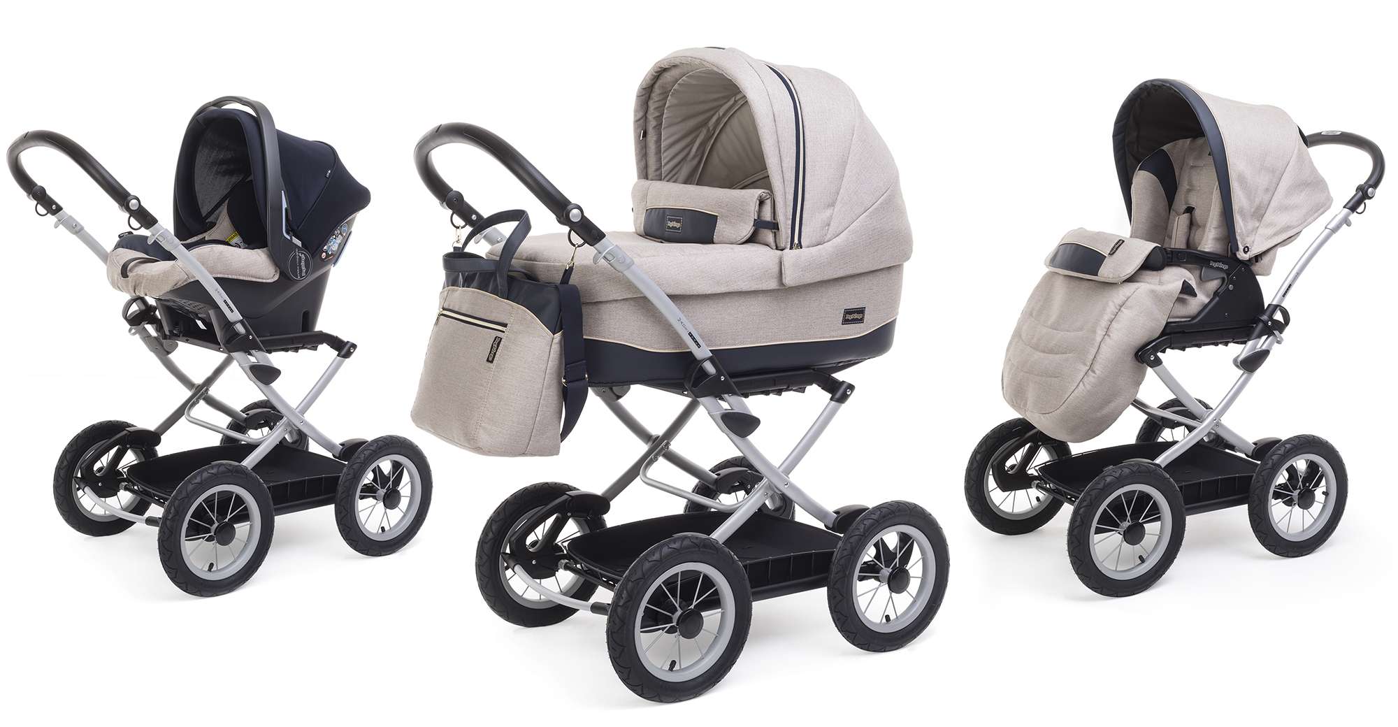 Коляска 3 в 1 Peg Perego Culla Elite Velo + Seggiolino Giro + Viaggio SL -  Luxe Beige