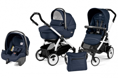 Коляска 3 в 1 Peg Perego Book 51 XL Modular System (прогулочный блок Pop-Up Sportivo, шасси White/Black) Mod Navy