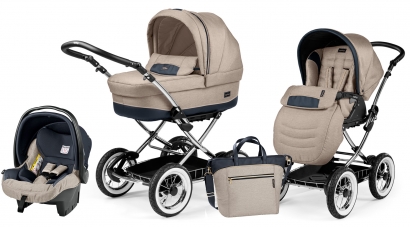 Коляска 3 в 1 Peg Perego Culla Elite Chrome + Seggiolino Giro + Viaggio SL Luxe Beige