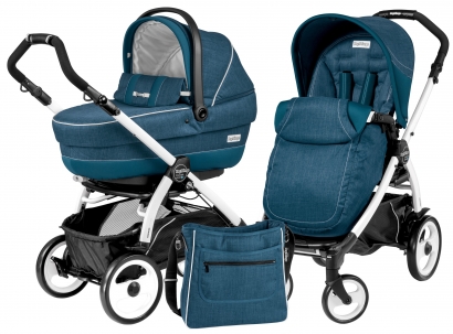 Коляска 2 в 1 Peg Perego Book 51 XL Modular System (прогулочный блок Pop-Up Completo, шасси White/Black) Saxony Blue