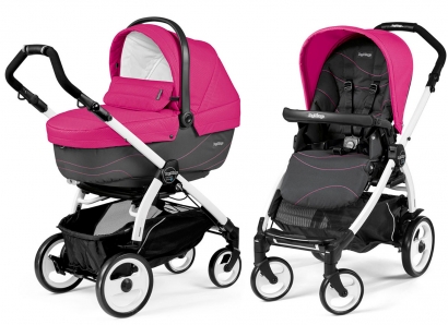Коляска 2 в 1 Peg Perego Book 51 XL Modular System (прогулочный блок Pop-Up Sportivo, шасси White/Black) Bloom Pink