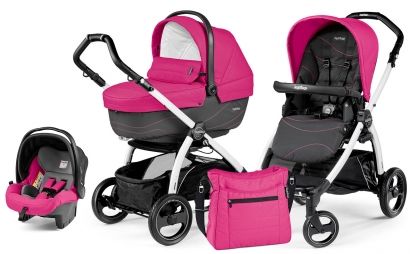Коляска 3 в 1 Peg Perego Book S XL Modular System (прогулочный блок Pop-Up Sportivo, шасси White/Black) Bloom Pink