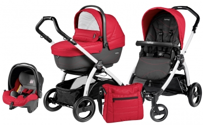 Коляска 3 в 1 Peg Perego Book S XL Modular System (прогулочный блок Pop-Up Sportivo, шасси White/Black) Bloom Red