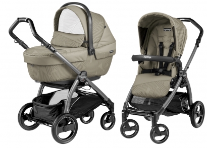 Коляска 2 в 1 Peg Perego Book S XL Modular System (прогулочный блок Pop-Up Sportivo, шасси White/Black) Geo Beige