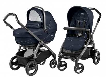 Коляска 2 в 1 Peg Perego Book 51S XL Modular System (прогулочный блок Pop-Up Sportivo, шасси White/Black) Bloom Navy
