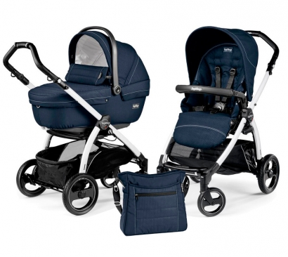 Коляска 2 в 1 Peg Perego Book S XL Modular System (прогулочный блок Pop-Up Sportivo, шасси White/Black) Mod Navy