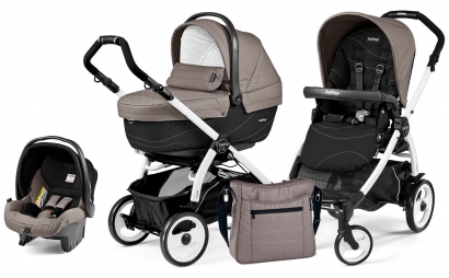 Коляска 3 в 1 Peg Perego Book 51 XL Set Modular (прогулочный блок Pop-Up Sportivo, шасси White/Black) Bloom Beige