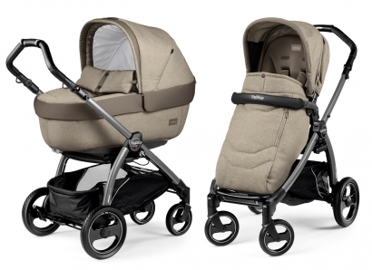 Коляска 2 в 1 Peg Perego Book S Elite Combo (прогулочный блок Pop-Up Completo, шасси White/Black) Cream