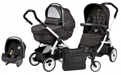 Коляска 3 в 1 Peg Perego Book 51 XL Set Modular (прогулочный блок Pop-Up Sportivo, шасси White/Black) Bloom Black