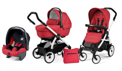 Коляска 3 в 1 Peg Perego Book S XL Modular System (прогулочный блок Pop-Up Sportivo, шасси White/Black) Mod Red