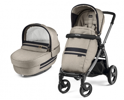 Коляска 2 в 1 Peg Perego Book S Elite Combo (прогулочный блок Pop-Up Completo, шасси White/Black) Luxe Ecru