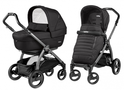 Коляска 2 в 1 Peg Perego Book S Elite Combo (прогулочный блок Pop-Up Completo, шасси White/Black) Breeze Noir