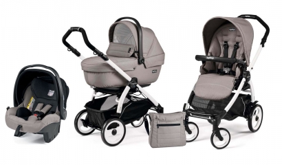 Коляска 3 в 1 Peg Perego Book 51 XL Modular System (прогулочный блок Pop-Up Sportivo, шасси White/Black) Mod Beige