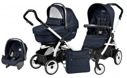 Коляска 3 в 1 Peg Perego Book 51 XL Set Modular (прогулочный блок Pop-Up Sportivo, шасси White/Black) Bloom Navy
