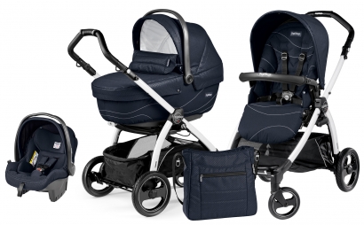 Коляска 3 в 1 Peg Perego Book S XL Modular System (прогулочный блок Pop-Up Sportivo, шасси White/Black) Bloom Navy