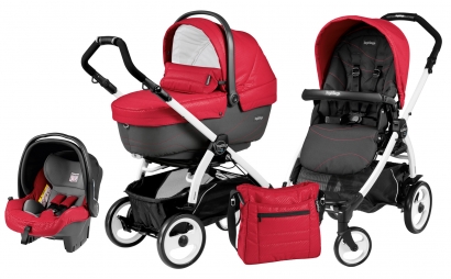 Коляска 3 в 1 Peg Perego Book 51 XL Modular System (прогулочный блок Pop-Up Sportivo, шасси White/Black) Bloom Red