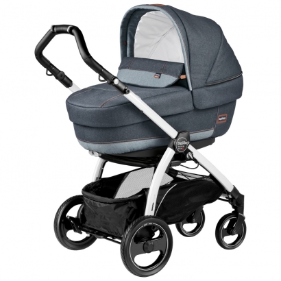 Коляска для новорожденных Peg Perego Book S Elite (шасси White/Black) Blue Denim
