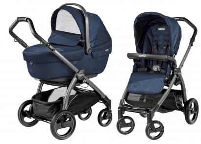 Коляска 2 в 1 Peg Perego Book S XL Modular System (прогулочный блок Pop-Up Sportivo, шасси White/Black) Geo Navy