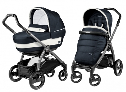 Коляска 2 в 1 Peg Perego Book S Elite Combo (прогулочный блок Pop-Up Completo, шасси White/Black) Luxe Blue