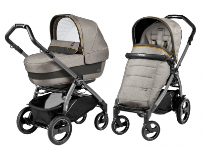 Коляска 2 в 1 Peg Perego Book 51 S Elite Combo (прогулочный блок Pop-Up Completo, шасси White/Black) Luxe Grey