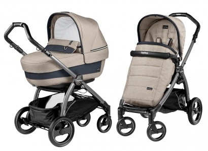 Коляска 2 в 1 Peg Perego Book S Elite Combo (прогулочный блок Pop-Up Completo, шасси Jet) Luxe Beige