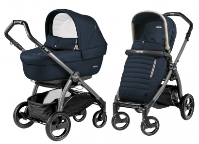 Коляска 2 в 1 Peg Perego Book S Elite Combo (прогулочный блок Pop-Up Completo, шасси White/Black) Breeze Blue