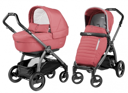Коляска 2 в 1 Peg Perego Book S Elite Combo (прогулочный блок Pop-Up Completo, шасси White/Black) Breeze Coral