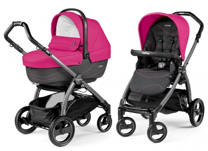 Коляска 2 в 1 Peg Perego Book S XL Modular System (прогулочный блок Pop-Up Sportivo, шасси White/Black) Bloom Pink