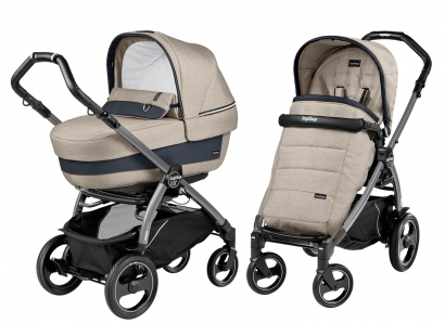 Коляска 2 в 1 Peg Perego Book 51 S Elite Combo (прогулочный блок Pop-Up Completo, шасси White/Black) Luxe Beige