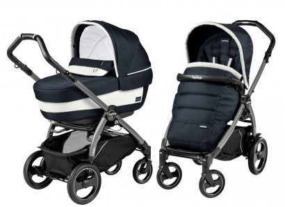 Коляска 2 в 1 Peg Perego Book 51 S Elite Combo (прогулочный блок Pop-Up Completo, шасси White/Black) Luxe Blue