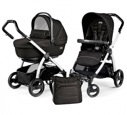 Коляска 2 в 1 Peg Perego Book S XL Modular System (прогулочный блок Pop-Up Sportivo, шасси White/Black) Mod Black