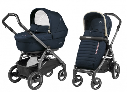 Коляска 2 в 1 Peg Perego Book 51 S Elite Combo (прогулочный блок Pop-Up Completo, шасси White/Black) Breeze Blue