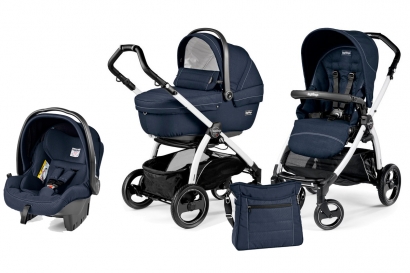 Коляска 3 в 1 Peg Perego Book S XL Modular System (прогулочный блок Pop-Up Sportivo, шасси White/Black) Mod Navy