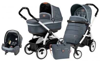 Коляска 3 в 1 Peg Perego Book 51 Pop Up Set Modular (шасси White/Black) Blue Denim