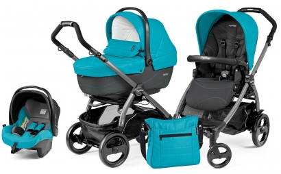 Коляска 3 в 1 Peg Perego Book 51 XL Modular System (прогулочный блок Pop-Up Sportivo, шасси Jet) Bloom Scuba