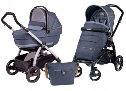 Коляска 2 в 1 Peg Perego Book 51 XL Modular System (прогулочный блок Pop-Up Completo, шасси Jet) Blue Denim