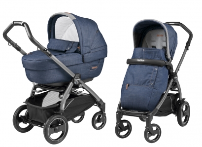 Коляска 2 в 1 Peg Perego Book 51 S Elite Combo (прогулочный блок Pop-Up Completo, шасси White/Black) Urban Denim