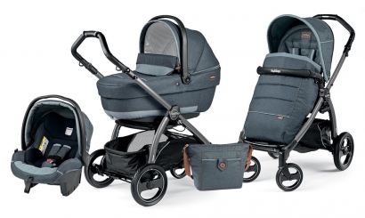 Коляска 3 в 1 Peg Perego Book S XL Modular System (прогулочный блок Pop-Up Completo, шасси Jet) Blue Denim