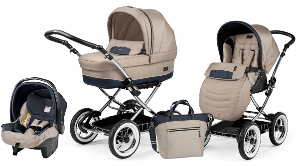 Коляска 3 в 1 Peg Perego Culla Elite Chrome + Seggiolino Giro + Viaggio SL Luxe Beige