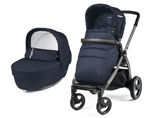 Коляска 2 в 1 Peg Perego Book S Elite Combo (прогулочный блок Pop-Up Completo, шасси White/Black) Class Navy