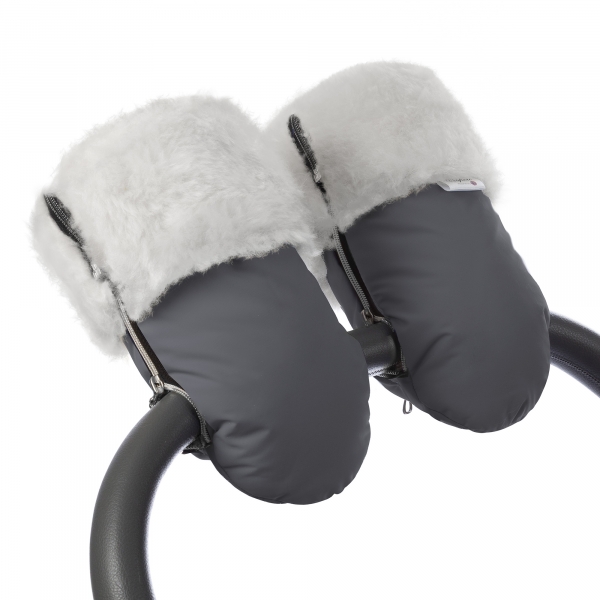 Муфта-рукавички для коляски Esspero Double White (Натуральная шерсть) Grey