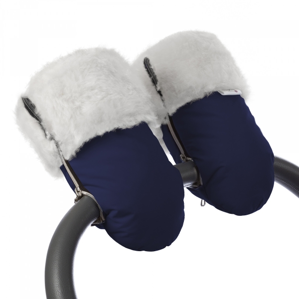 Муфта-рукавички для коляски Esspero Double White (Натуральная шерсть) Navy