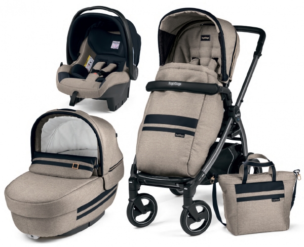 Коляска 3 в 1 Peg Perego Book 51 S Elite Modular System (прогулочный блок Pop-Up Completo, шасси Jet) Luxe Ecru